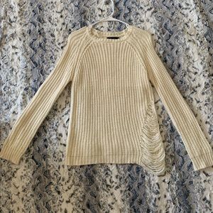 Love Tree distressed cream knit sweater